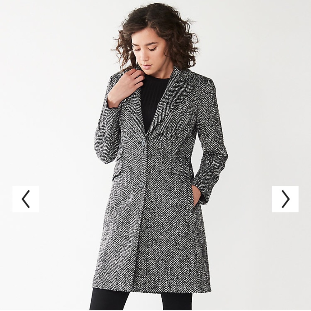 Brand New Double Breasted Tweed Harringbone Nine West Coat